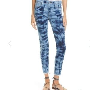 NEW! FRAME Tie Dye High Waist Raw Hem Skinny Jeans